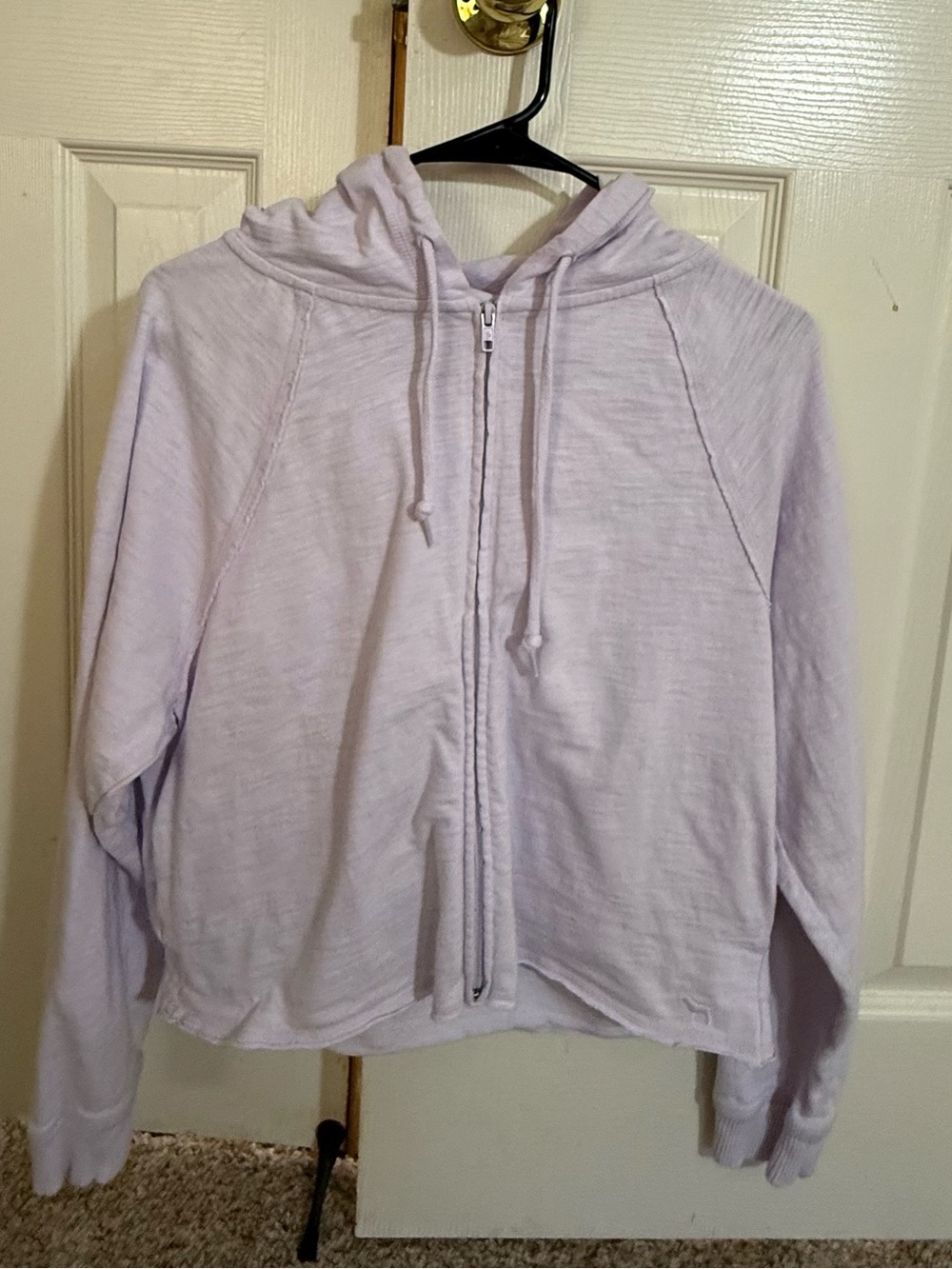 Victoria’s Secret PINK Lavender Slub Knit Cropped Zip Hoodie M